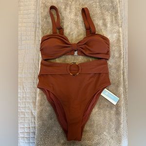 CUPSHE High-waist Bikini - Brown, Size Small